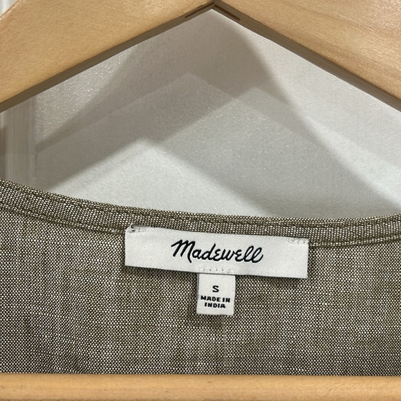 NWT Madewell Linen-Blend Alexandra Button-Front Mini Dress in Olive Branch - S - Picture 11 of 14